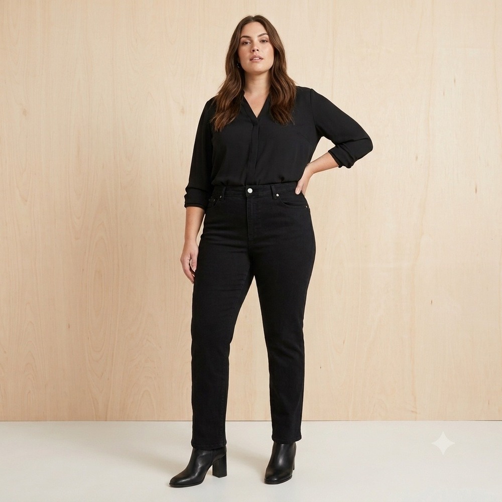 Lauren Ralph Lauren Modern Straight Curvy Black Jeans Womens Size 16 Stretch